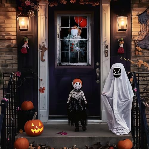 MCJC Halloween Horror Curtain, Halloween Decoration, Window Door Cover