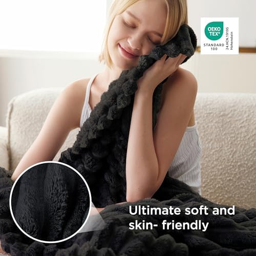 Bedsure GentleSoft Black Throw Blankets for Bed - Dog Blankets for Couch, Cozy Soft Cute Fleece Outdoor Travel Camping
