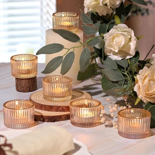 HAVITI 24 Pack Tealight Gold Candle Holders, Votive Tea Light Candle Holder
