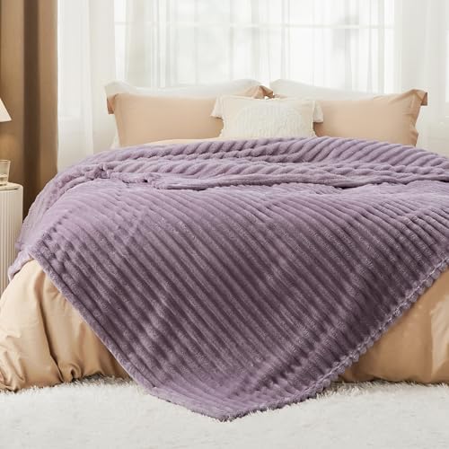 Bedsure Full Size Fleece Blankets for Bed Light Purple 84"x90"
