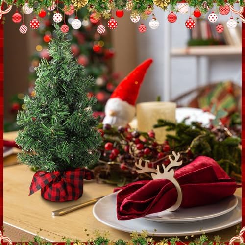 Ceenna 12 Pcs Mini Artificial Christmas Trees Tabletop Unlit,11.81 Inch