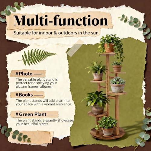 GEEBOBO 5 Tiered Tall Plant Stand for Indoor