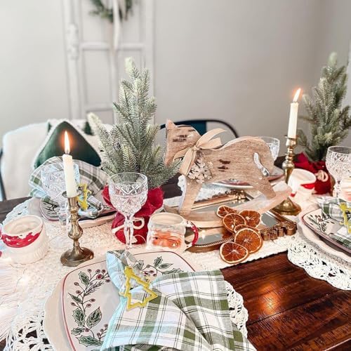 Christmas Napkin Rings Set of 12, Gold Christmas Tree Napkin Holder Rings with Hollow Tree Designe for Xmas Party Family Gatherings Home Kitchen Dinner Table Setting