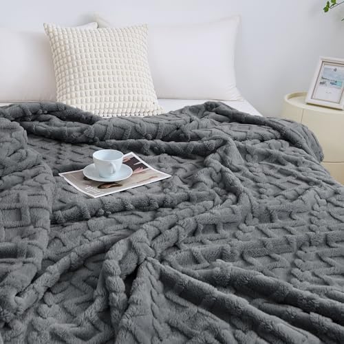 Aganear Fleece Throw Blanket for Bed Couch 90"x90" Grey