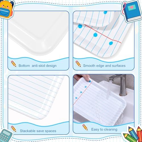 Vesici 3 Pcs Back to School Serving Trays 13 x 10 Inch Notebook Line Melamine Platters Reusable Rectangular Serving Dishes for First Day of School End of Year Teacher Party Supplies Food Snack Dessert