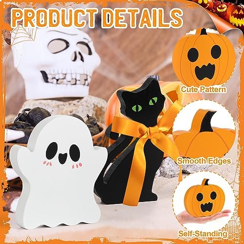 COCHIE 3 Cute Halloween Table Decorations Spooky Tiered Tray Decor Indoor