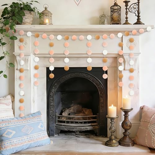 MARFOREVER 4 Pack 26.3 Ft Boho Pom Pom Garland Felt Ball Garland Decoration