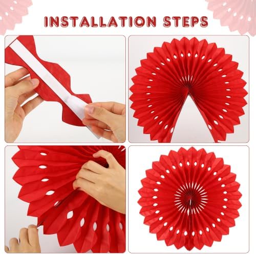 BestoFun 12 PCS 4th of July Patriotic Decorations Red White Blue Paper Fans for American Fourth of July Memorial Day Independence Day Veterans Day Party Decor Supplies