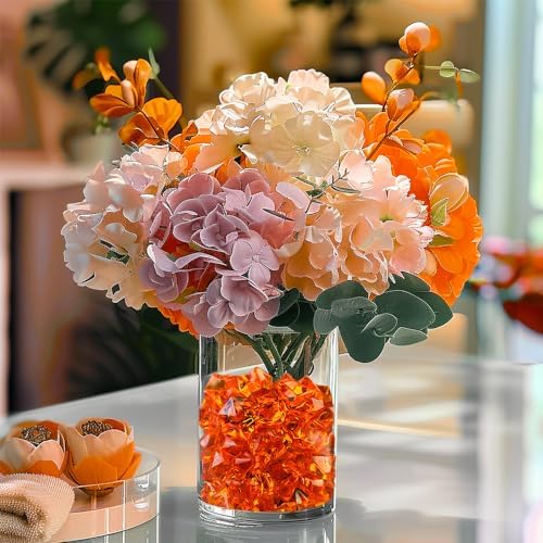 HappyFiller Orange Fake Ice Rocks Acrylic Chunks,Pirate Treasure Gems Stone