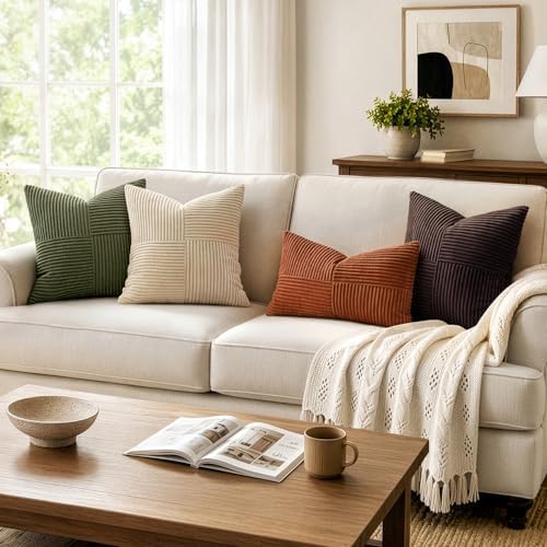 MIULEE Olive Green Decorative Throw Pillow Covers for Couch 18x18 Inch
