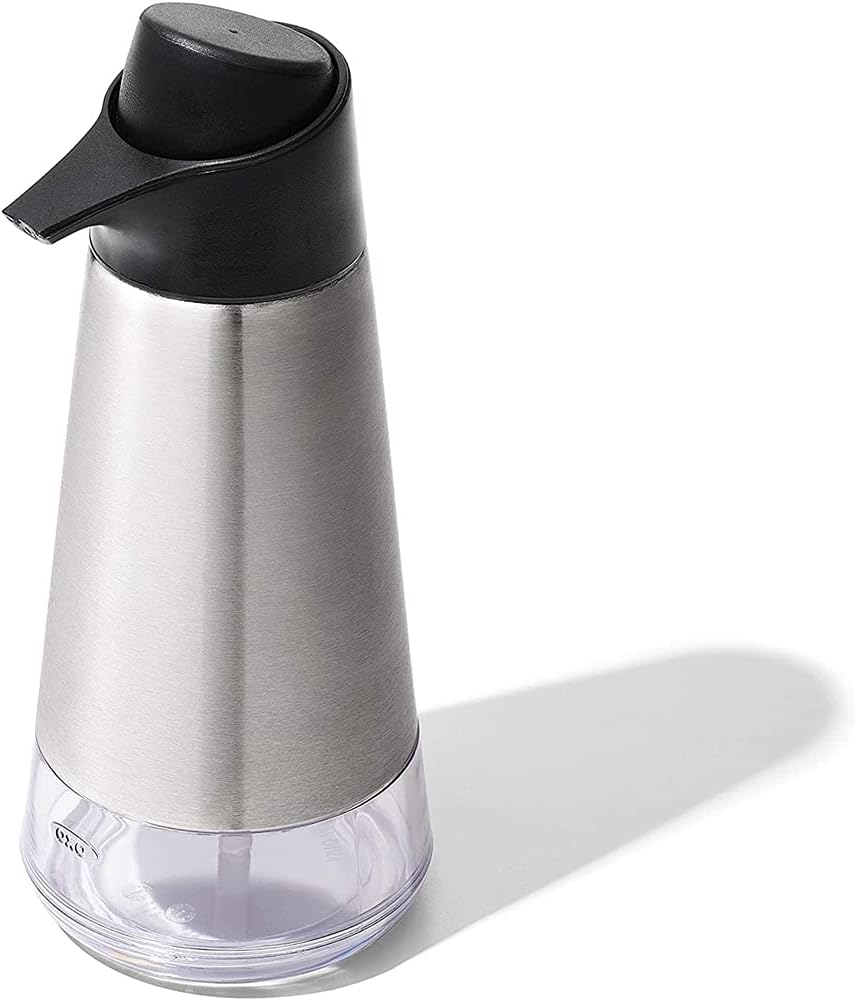 OXO Good Grips Stainless Steel Easy Press Soap Dispenser | 15 oz Capacity, One-Handed Press, Fingerprint-Resistant