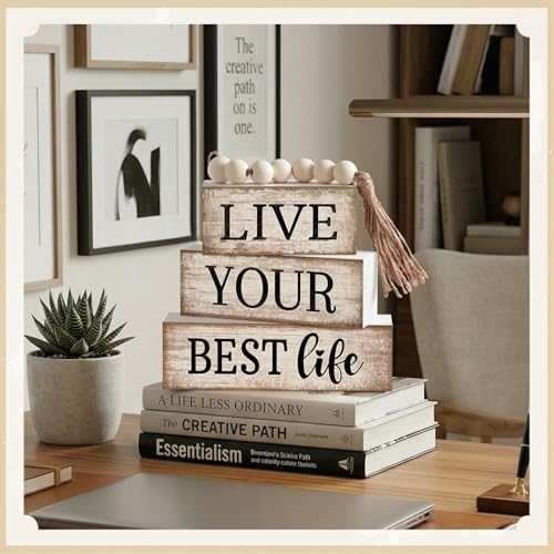 Moucuny 4 Pcs Farmhouse Table Decoration Inspirational Tiered Tray Decor