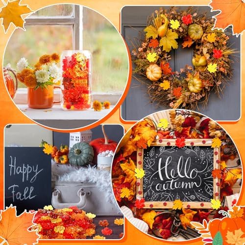 120Pcs Fall Thanksgiving Ornaments, Maple Leaves Vase Filler