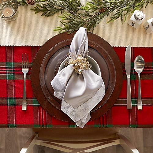 DII Farmhouse Christmas Plaid Dining Table & Kitchen Décor, Holiday Tablecloth, 60x84, Red & Green