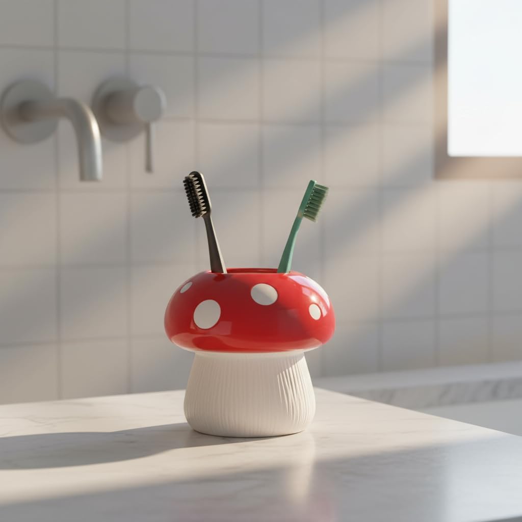 Toothbrush Holder / Mushroom Toothbrush Holder / Red