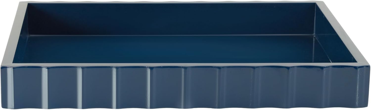 Modern Scalloped Serving Tray / Navy Blue / 16 x 12