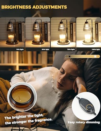 Silver Gray Candle Warmer Lamp with 24h Cycle Timer, Dimmable Wax Warmer