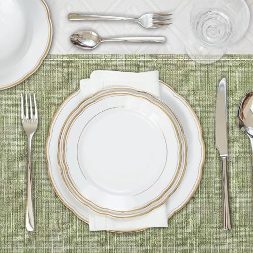 Niviy Green Placemats Set of 8, 12x18 Inch Washable Easy to Clean Heat-Resistant Anti-Skid Sage Green Placemats for Holiday Party Kitchen Dining Room Decoration