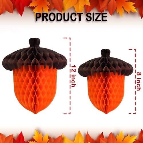 Fall Acorn Honeycomb Ball Decorations, 12in+8in