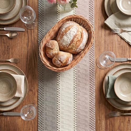 Artoid Mode Grey Beige Pink Farmhouse Rustic Table Runner 12x48 Inch