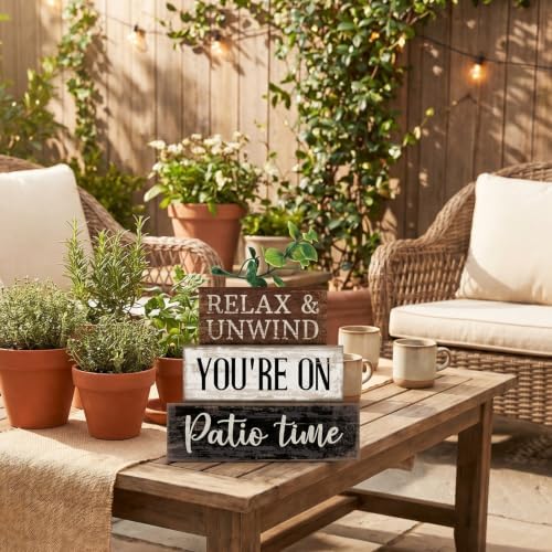 Moucuny 4 Pcs Farmhouse Table Decor Rustic Patio Stacked Wooden Decor