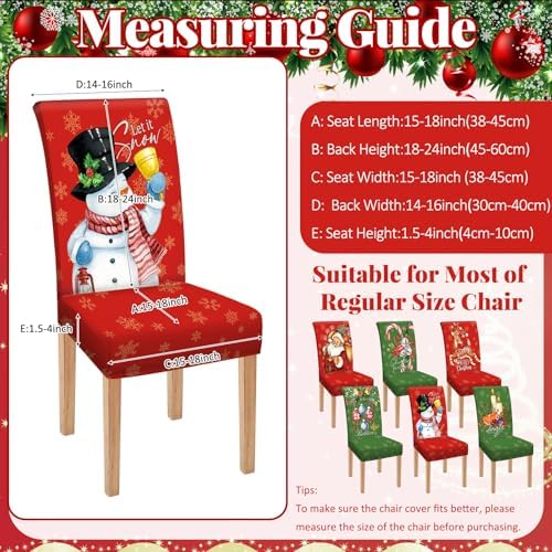 Moukeren 6 Pcs Christmas Chair Covers Dining Chair Slipcovers