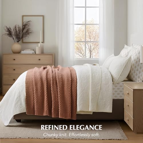 EVERGRACEHOME Chunky Chenille Knit Throw Blanket, 50 x 60, Terracotta Clay