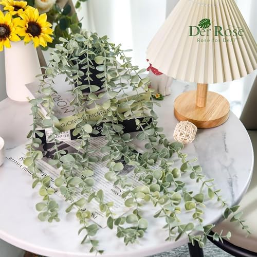 Der Rose 24" Fake Hanging Eucalyptus Plant for Bathroom Wall Art Decor
