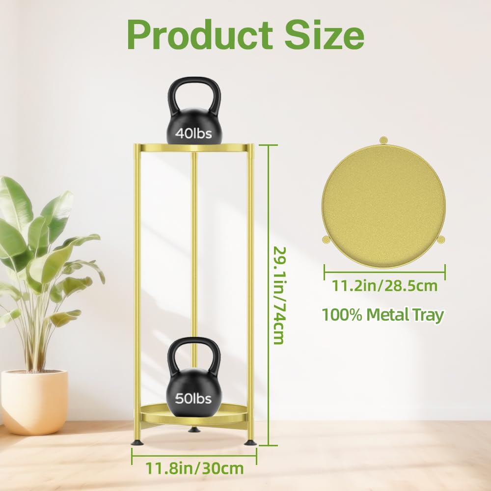 iDavosic.ly 2 Tier Metal Corner Plant Stand Indoor Outdoor, 29'' Tall Gold | Vertical Flower Display Holder for 11''