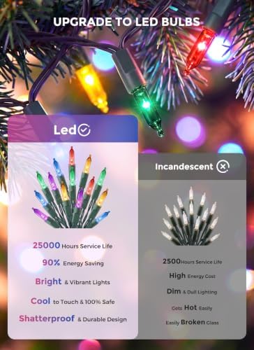 LED Christmas Lights Indoor Outdoor, 33FT 100 Count Mini String Lights