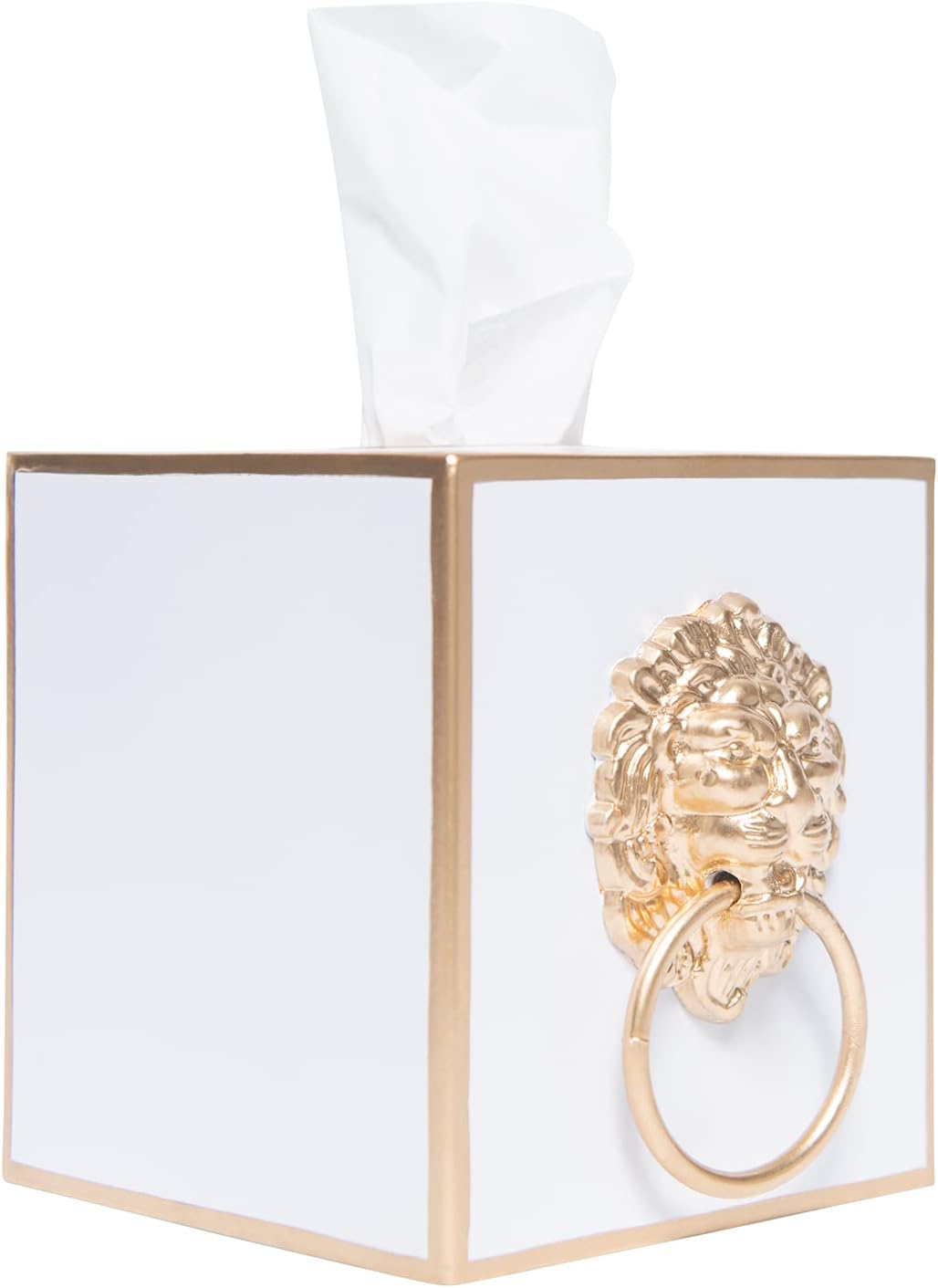 Cube Tissue Box Holder / White Lion Lion / Paws & Claws