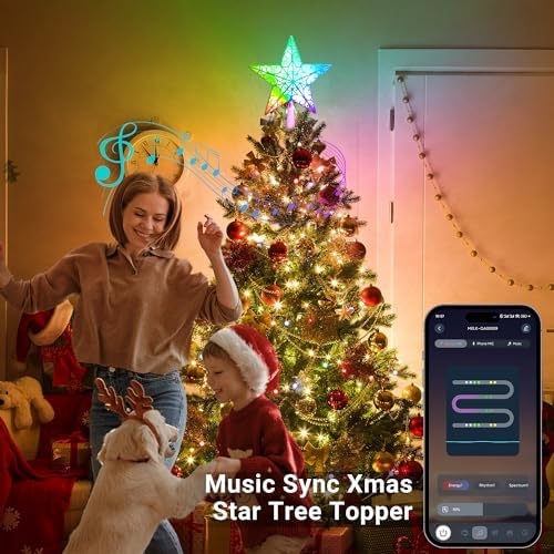 Brizled 9" Christmas Star Tree Topper Smart APP Control with 11 Lights