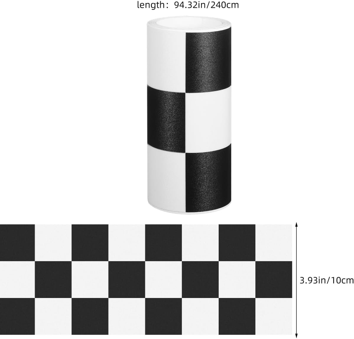 Checkered Bathroom Wall Sticker Bulletin Board Border Self Adhesive Vinyl Decorative Trim / 94 Inch