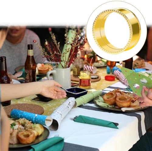 6 Pcs Stainless Steel Bead Side Napkin Rings Gold