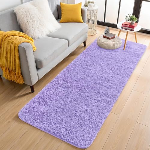 OLANLY 2x4 Machine Washable Runner Rugs for Hallway, Soft Fluffy Shaggy Bedside Rugs for Bedroom, Living Room, Indoor