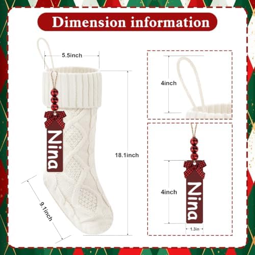 Christmas Stockings 18 Inches,Long Knitted Stocking with Name Tags