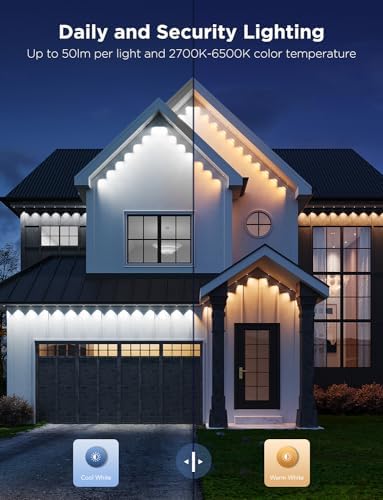 Govee Permanent Outdoor Lights Pro, 100ft with 60 RGBIC LED Lights for Daily and Accent Lighting, 75 Scene Modes for Outdoor Decor, IP67 Waterproof, Works with Alexa, Google Assistant, Matter, White