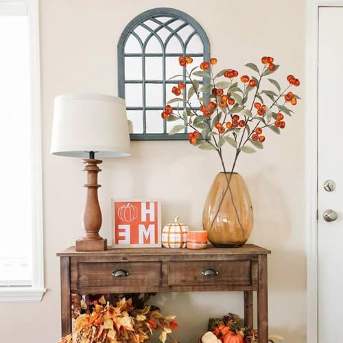 Artificial Fall Stems Fake Red Hawthorn Berry Spray Autumn Home Décor