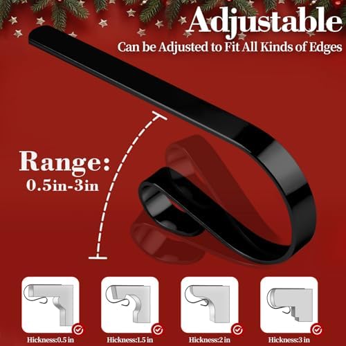 6 PCS Stocking Holders for Mantle,Multi-Use Stocking Holder,No Drilling Required & Adjustable Garland Hanger for Christmas
