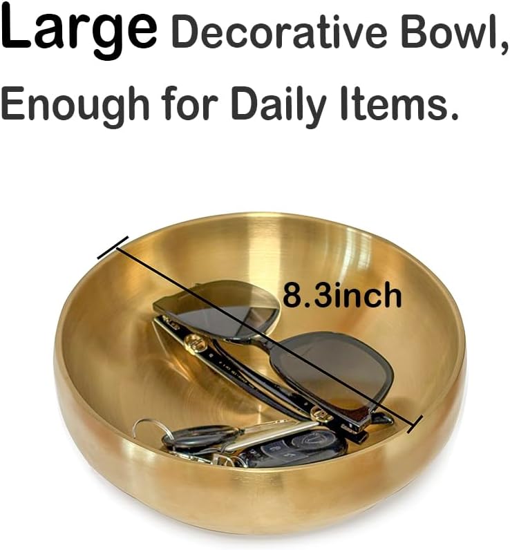 Keys Holder / Catch All Bowl / Gold / 8.3 Inch