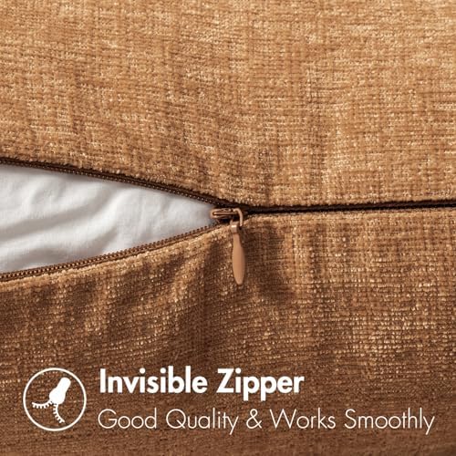 MIULEE Soft Chenille Throw Pillow Covers Brown 20x20 Inch Pack of 2