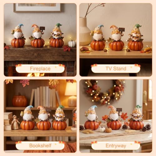 Fall Decorations for Home Fall Gnome Table Decor on Pumpkin Figurines
