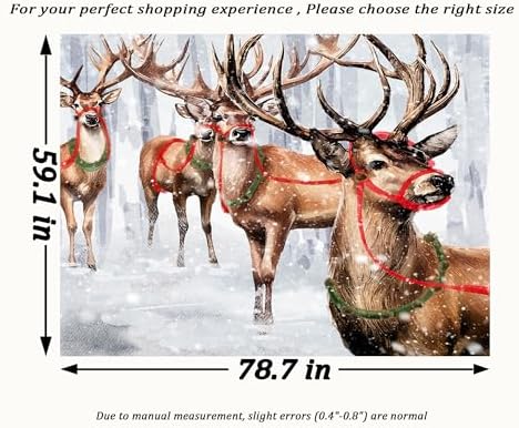 QGHOT Winter Tapestry Wall Hanging Winter Forest Backdrop Christmas Snowy Deer Wall Decor Snow Elk Tapestries for Bedroom Living Room Dorm Party Decoration, Large