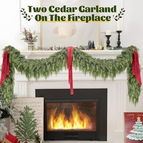 15FT Christmas Artificial Cedar Garland for Mantel