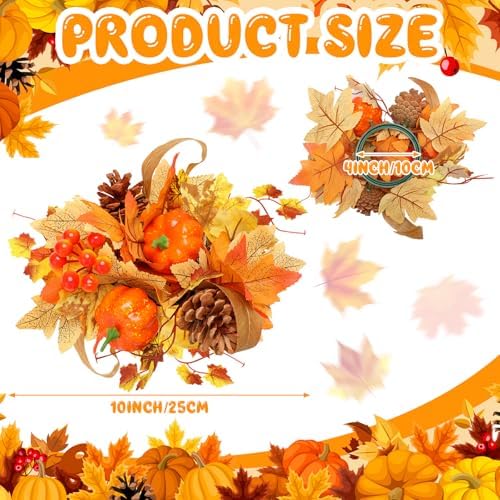 Thiccywoov 2 Pcs 10" Fall Centerpiece for Table Artificial Flowers Decor