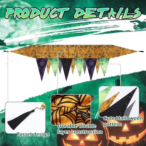 VitalCozy Halloween Fireplace Mantel Scarf Purple Orange Black,Pumpkin