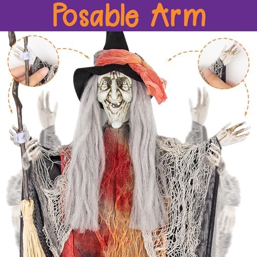 Halloween Hanging Witch Ghosts (3 Pack 35.4") with Bendable Arms