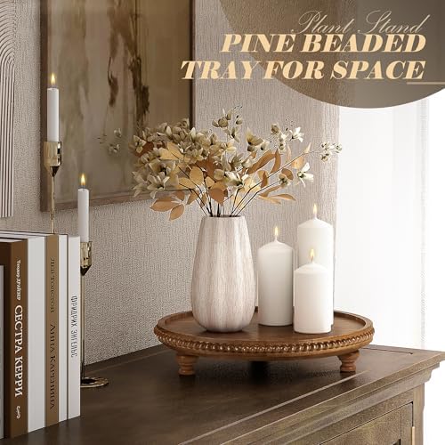 Beaded Wood Riser for Plant / Brown