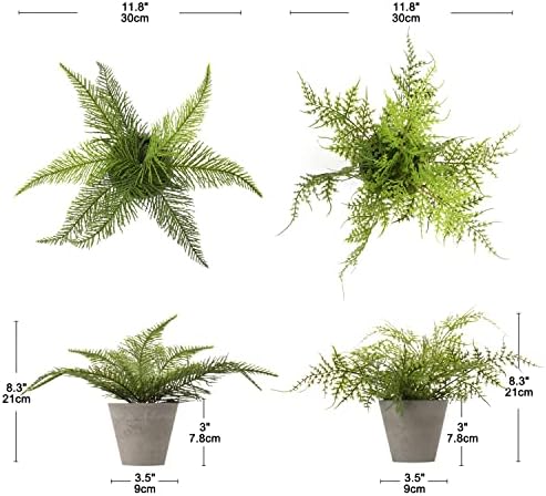 Fake Plants Potted Artificial Plants Greenery Faux Fern Eucalyptus Décor / Green #02 / Set of 2