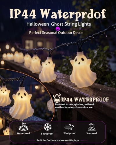 8.5FT Halloween White Ghost String Lights, Plug-in 10 LED Decor